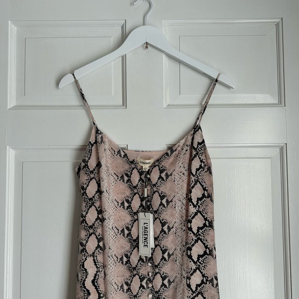 NWT L'agence Pink Python Print Silk Button Romee … - image 6